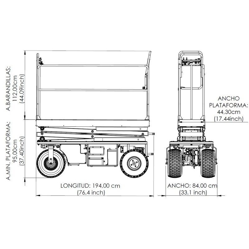 Hydraulic scaffholding dimensions II